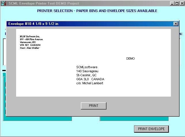 SCML Envelope Printer Screenshot
